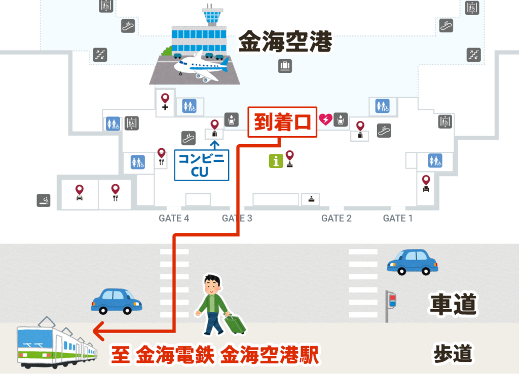 金海空港MAP  地下鉄で市内へ移動 所要時間と運賃