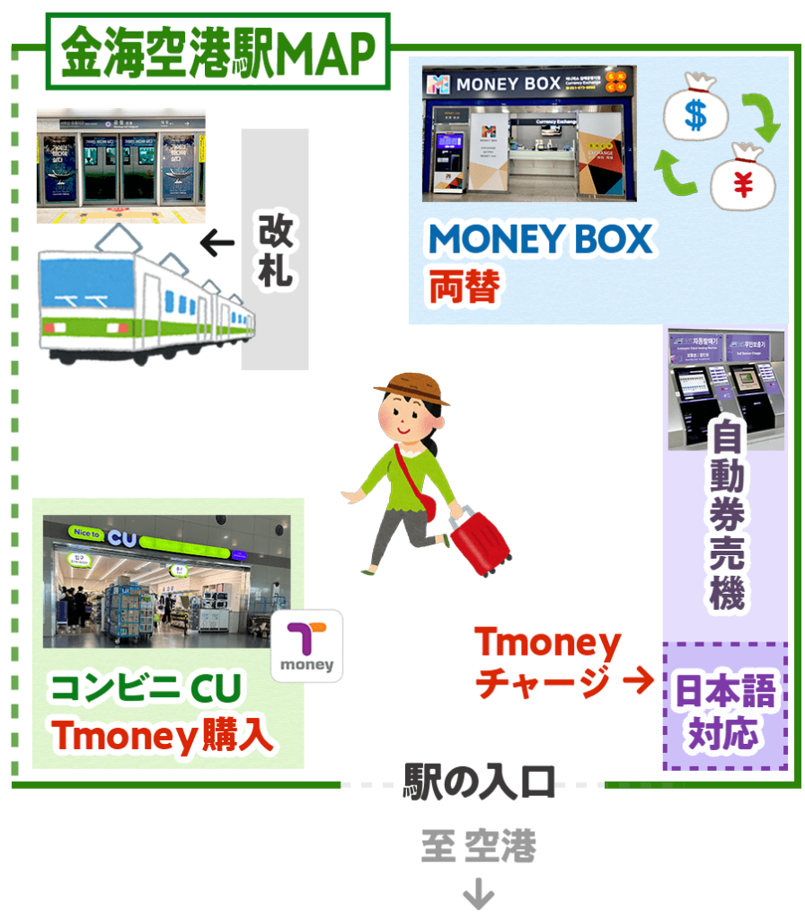 釜山の空港から地下鉄での移動、金海空港駅のMAP